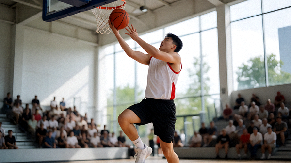 篮球比赛中球员在篮下完成上篮动作